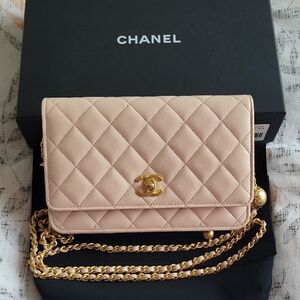 Chanel Blush Lambskin Pearl Crush Wallet On Chain